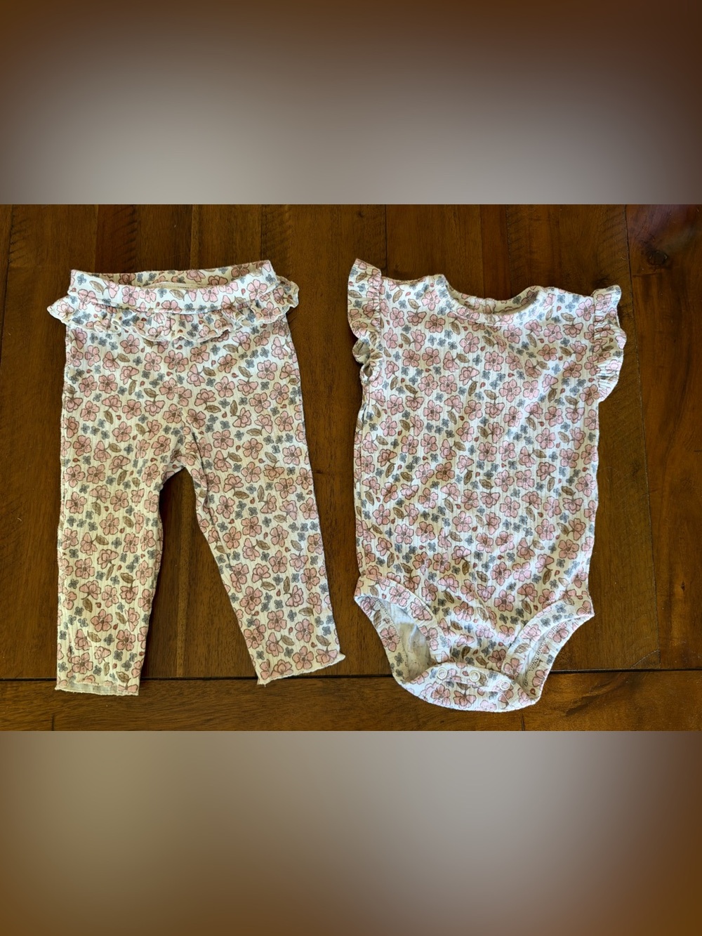 Carter's Pink Floral Ruffle Bodysuit & Legging Set